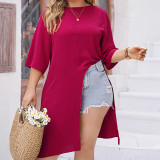 Plus Size Women Summer Round Neck Loose T-Shirt Top