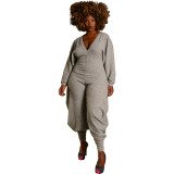 Women Ribbed Solid Patchwork Jumpsuit