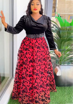 Africa Plus Size Women Printed Long Sleeve Elegant Dress