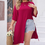 Plus Size Women Summer Round Neck Loose T-Shirt Top