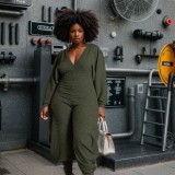 Women Ribbed Solid Patchwork Jumpsuit