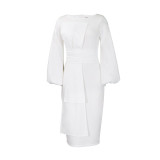 Women's Solid Color Professional Fashion Chic Plus Size Elegant African Dress