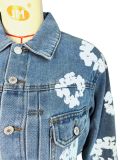 Fashionable Women's Clothing Style Street Fashion Print Denim Jackets