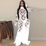 Sexy Women's Sexy See-Through Lace Low Back Lace-Up Jumpsuit