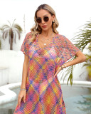 Women Summer Rainbow Hollow Loose Bikini Beach Top
