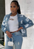 Fashionable Women's Clothing Style Street Fashion Print Denim Jackets Fashionable Women's Clothing Style Street Fashion Print Denim Jackets