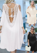 Women's Cover Up Sexy Hollow Low Back Lace-Up Beach Dress Women's Cover Up Sexy Hollow Low Back Lace-Up Beach Dress