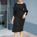 Women's Solid Color Professional Fashion Chic Plus Size Elegant African Dress