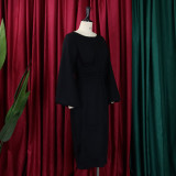 Women's Solid Color Professional Fashion Chic Plus Size Elegant African Dress