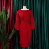 Women's Solid Color Professional Fashion Chic Plus Size Elegant African Dress