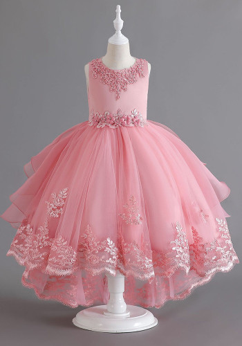 Girls wedding dress princess dress with tail