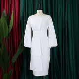 Women's Solid Color Professional Fashion Chic Plus Size Elegant African Dress