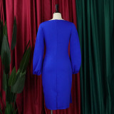 Women's Solid Color Professional Fashion Chic Plus Size Elegant African Dress