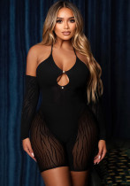 Women Sexy Off-Shoulder Pearl Button Long Sleeve Jumpsuit