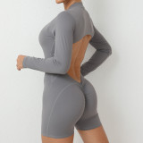 Zip Sports Fitness Low Back Hollow Quick-Drying Jumpsuit One-Piece Yoga Wear