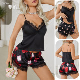 Printed Sexy Straps Shorts Set Sexy Underwear Fashion Home Clothes