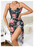 Floral Print Mesh Irregular Straps Nightdress Home Wear