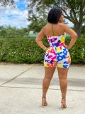 Women's Fashion Sexy Letter Printed Strapless Jumpsuit