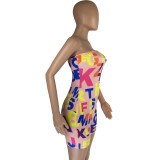 Women's Fashion Sexy Letter Printed Strapless Jumpsuit