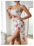 Floral Print Mesh Irregular Straps Nightdress Home Wear