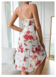 Floral Print Mesh Irregular Straps Nightdress Home Wear