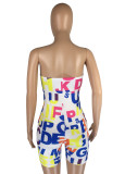 Women's Fashion Sexy Letter Printed Strapless Jumpsuit