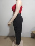 Trendy Multi Pocket Denim Pants Wash Cargo Pants Jeans