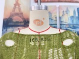 Women Spring Summer Beach Cover Up Solid Bell Bottom Sleeve Knitting Top