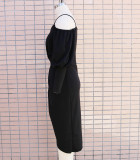 Women suspender balloon sleeves Irregular Maxi dress