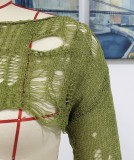 Women Spring Summer Beach Cover Up Solid Bell Bottom Sleeve Knitting Top