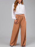 Women Casual Zip Pocket Wide Leg Pants