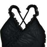 Summer V-neck Sexy Backless Ruffle Strap Dress