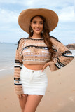 Women Spring and Summer Hollow Stripes Patchwork Sexy knitting Top