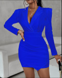 Women Long Sleeve Bodycon Suit Dress