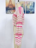 Women Spring and Summer Hollow Stripes Patchwork Sexy knitting Top