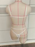 Women mesh transparent Lace-Up bra and sexy lingerie two-piece set