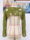 Women Spring Summer Beach Cover Up Solid Bell Bottom Sleeve Knitting Top