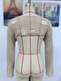 Women Spring Summer Beach Cover Up Solid Bell Bottom Sleeve Knitting Top