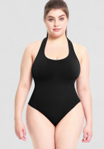 Women's Fitted Low Back Body Shaping Top Women's Outdoor Wear Plus Size Halter Neck One-Piece Bodysuit