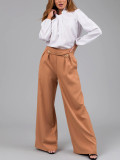 Women Casual Zip Pocket Wide Leg Pants