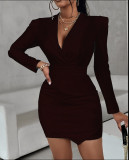 Women Long Sleeve Bodycon Suit Dress