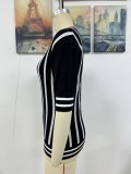 Women Striped Short Sleeve Casual knitting Top