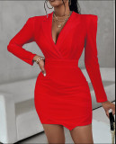 Women Long Sleeve Bodycon Suit Dress