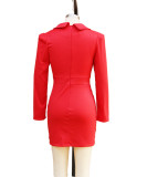 Women Long Sleeve Bodycon Suit Dress