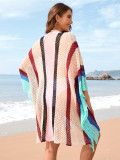 Plus Size Women Patchwork Hollow Loose Bikini Cover Up Beach Dress