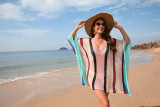 Plus Size Women Patchwork Hollow Loose Bikini Cover Up Beach Dress