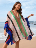 Plus Size Women Patchwork Hollow Loose Bikini Cover Up Beach Dress