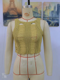Women Camisole Hollow Solid Crop Top