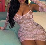 Women lace Bodycon Two Pieces suspender Dress