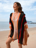 Plus Size Women Patchwork Hollow Loose Bikini Cover Up Beach Dress